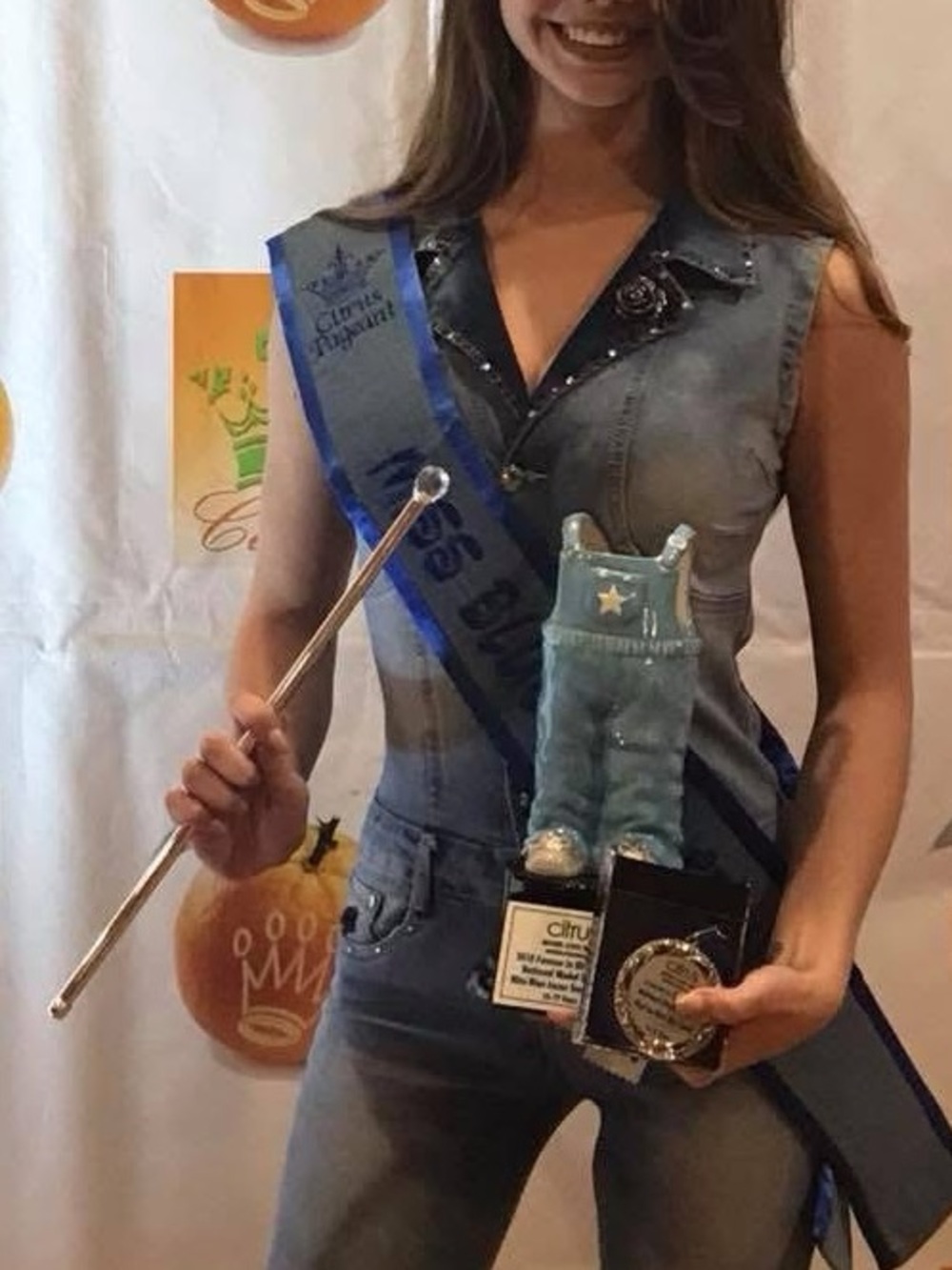 Sleeveless Denim Jumpsuit - Blue